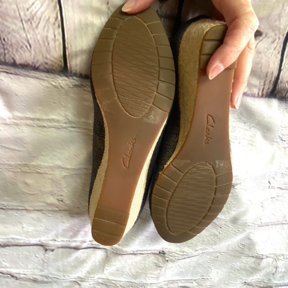 Clarks Mallory Luna Navy Metallic Espadrille Wedges - Picture 5 of 13